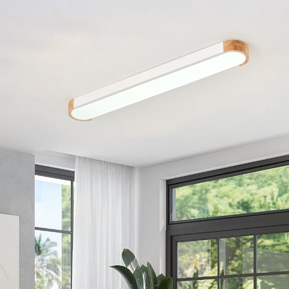 Aiwen 46W LED Linear Flush Mount Ceiling Light, Modern Slim Ceiling Fixture with PS Lampshade -- Perfect for Kitchen, Hallway, Office