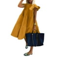 thumbnail image 2 of Beach Dresses For Women, Tank Casual Crew Neck Ruffle Flutter Sleeve Elegant Classy Party Dress Green Maternity Cocktail Dresses Women 2025 Semi Formal Dresses Cocktail Maxi (M, Yellow) ZMTing, 2 of 5