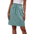 thumbnail image 2 of Women's Tie Waist Casual Skirt with Pockets, Ruffle Elastic Waist Solid A-Line Midi Skirt, Summer Casual Work Daily Skirt for Women 07-Sky Blue XL, 2 of 5