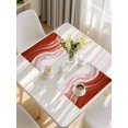 thumbnail image 5 of Red Waves Abstract Placemats Set of 8, Modern Fluid Water Ripple Striped Placemats for Dining Table, Place Mats for Kitchen Tabletop, Waterproof Wipeable Dining Table Mats Set, 5 of 9