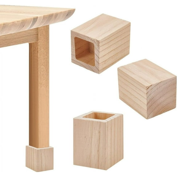 Square Wood Furniture Legs Furniture Height Furniture Raiser for Bed Sofa Table PapayaWhip 60x60x81mm