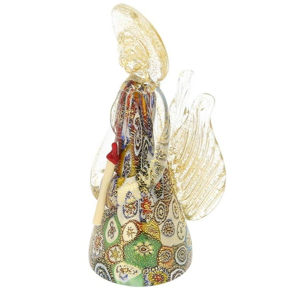 GlassOfVenice Murano Glass Golden Quilt Millefiori Angel