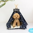 thumbnail image 4 of POINTERTECK Portable Pet Cat Dog Tent Star Pattern Foldable Nest Bed Hut House with Cushion, 4 of 10
