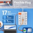 thumbnail image 4 of BOHASHIN 10FT Flat Plug Power Strip Surge Protector, 11 AC Outlets with 4 USB & 2 USB-C Ports, 1250W/10A Extension Cord, Overload Protection, Wall Mount for Home Office Dorm(White)), 4 of 9