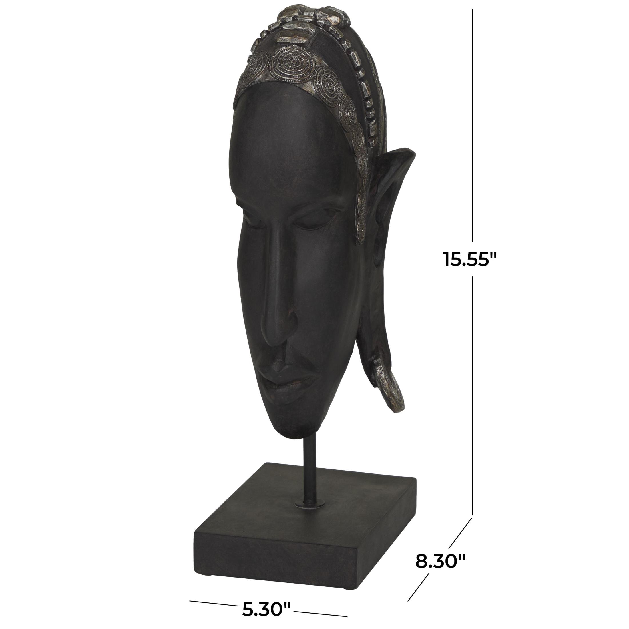 5" x 16" Black Polyresin African Woman Sculpture, by DecMode