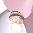 thumbnail image 3 of Dazzlingdaimonds Jewels 2.00 Ct Round Cut Brown & White Diamond Engagement Wedding Promise Crisscross Band Ring 14K Rose Gold Plated 925 Sterling Silver For Women's -8, 3 of 3