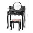 thumbnail image 2 of Costway Makeup Vanity Table Set W/Drawers Oval Mirror Girls Dressing Table Black, 2 of 10