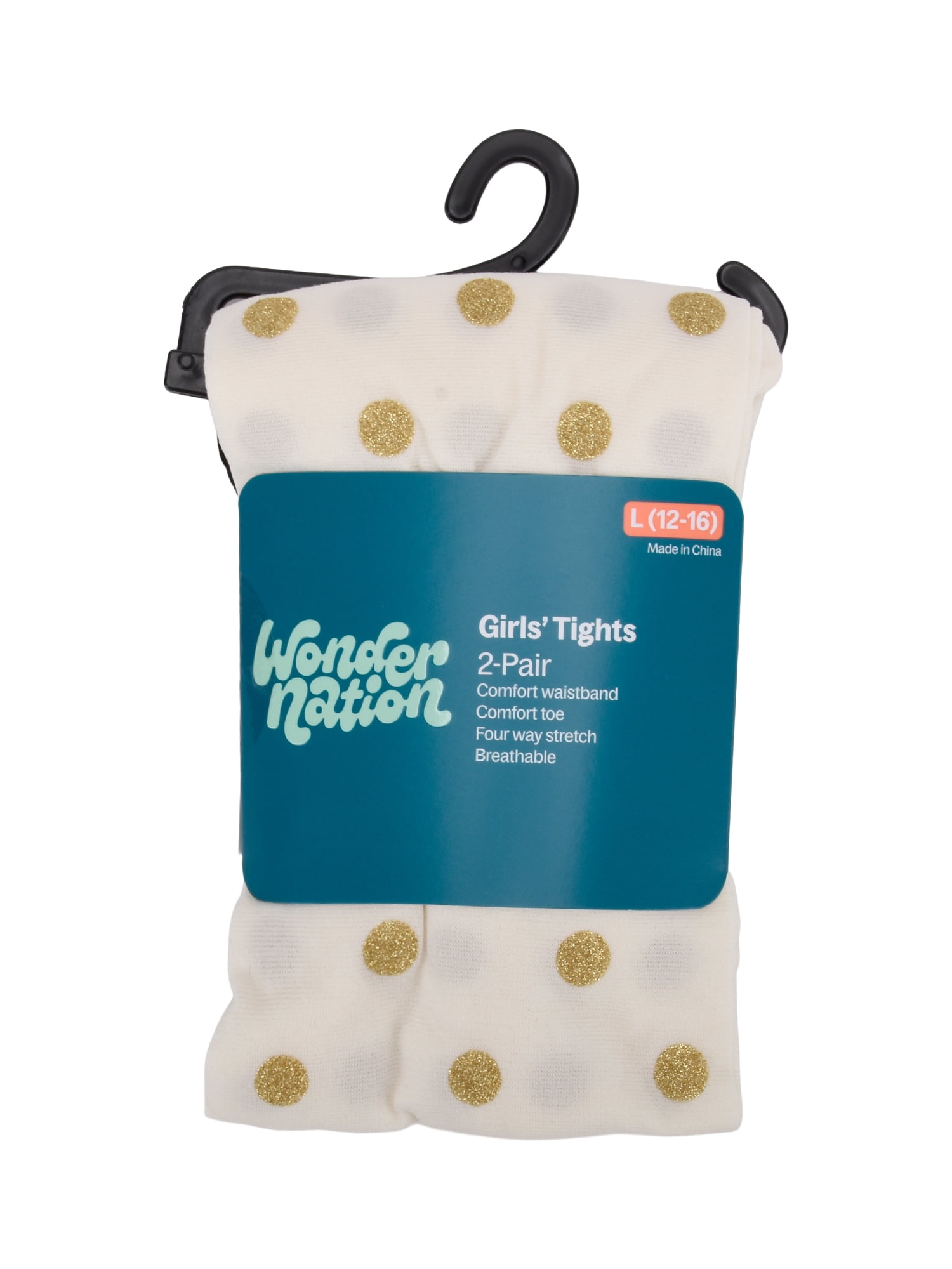 Wonder Nation Girls' Opaque Tights 2 Packed Sizes 4-16