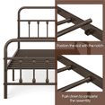 thumbnail image 6 of Alden Design Twin Size Metal Platform Twin Bed with High Headboard, Bronze,, 6 of 11