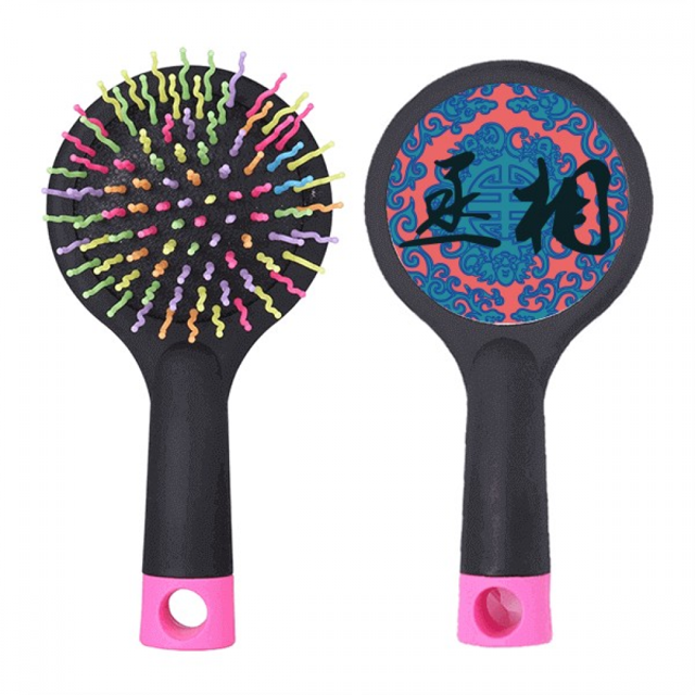 China Ancient Official Dark Blue Pattern Salon Detangling Hair Brush Cushion Base
