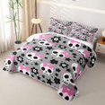 thumbnail image 3 of Manfei Cartoon Halloween Skull Quilt Full,Gothic Halloween Skeleton Full Bedspread Sets,3 Pieces,1 Coverlet and 2 Pillowcases, 3 of 7
