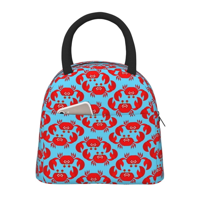 Fotbe Cartoon Crabs Bolsa de Almuerzo con Estampado, Lonchera Aislada, Contenedor de Comida Reutilizable Tipo Cooler a Prueba de Fugas