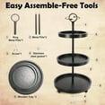 thumbnail image 6 of Wooden 3 Tiered Tray Stand, Farmhouse Round Black 3 tier Decorative Tray for Home Kitchen Table Decor, Serving Tray for Coffee Bar Party Weddding Holiday Decorations Fruits and Cupcake Display, 6 of 7