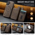 thumbnail image 2 of For iPhone 16 Plus PU Leather Wallet Phone Case,Compatible with Mag-Safe,Magnetic Detachable Card Holder,Back Flip Kickstand,2-in-1 Heavy Duty Shockproof RFID Blocking Phone Case,Coffee, 2 of 7