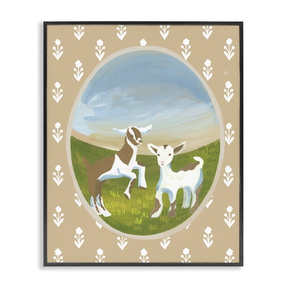 Stupell Industries Cottage Core Goats Black Framed Giclee Art design by Evelyn Coleman, 14 x 11