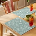 thumbnail image 4 of White Flowers Placemats Set of 6 Green Background Place Mats Table Mats Kitchen Dining Home Outdoor Party Table Decoration, 4 of 9