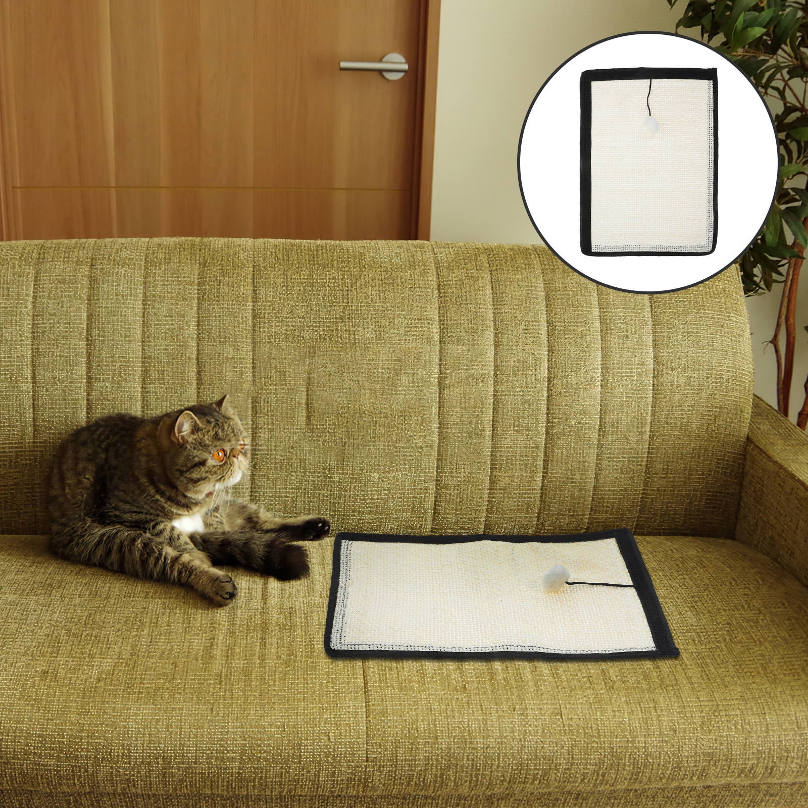 LOLIPPYY Sisal Cat Scratcher Mat Beige Washable Sofa Protector Furniture Safe
