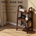 thumbnail image 4 of 100% Solid Oak Wood 3-Tiers Ladder Shelf, Small Bookcase, Ladder Bookshelf, End/Side Table for Living Room, Display Storage Open Shelf for Bedroom Kitchen Bathroom (Walnut Color), 4 of 10