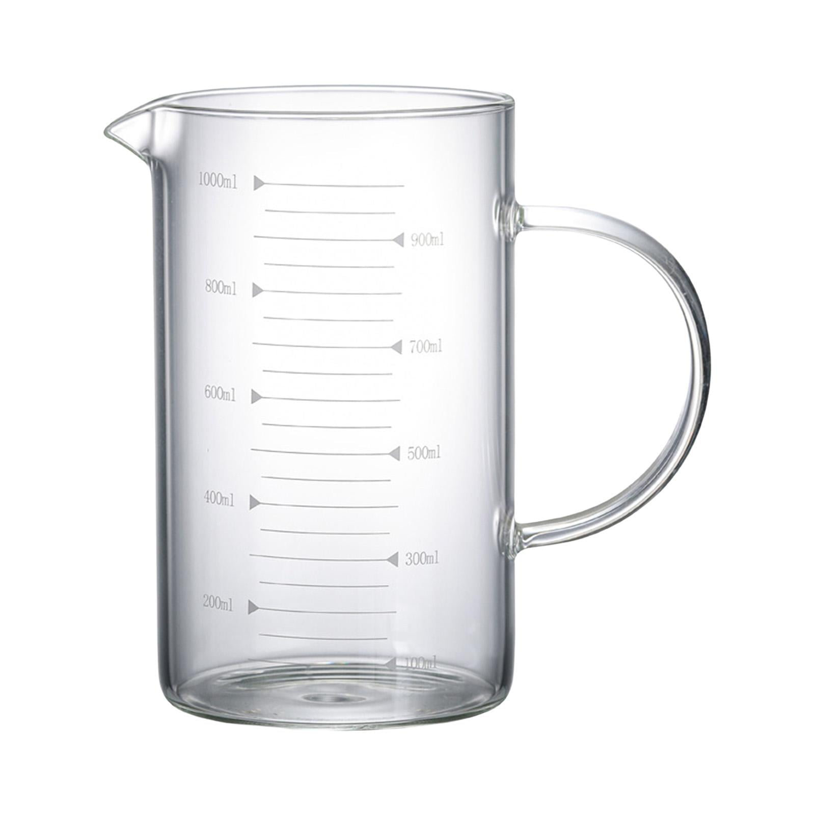 Fiocias Glass Cup with Scale Hot Cold Drink Pitcher Large Capacity Measuring Cup for Tea 1000ml