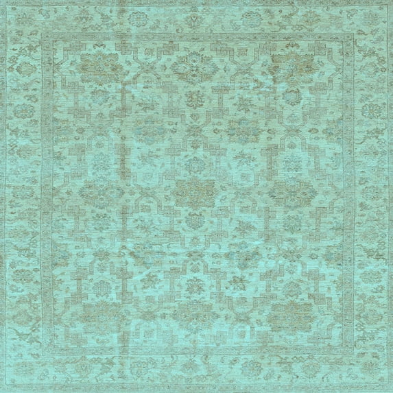 Ahgly Company Indoor Square Oriental Light Blue Traditional Area Rugs, 3' Square
