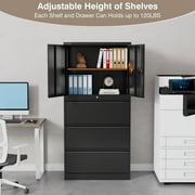 Fesbos File Cabinets, Metal Filing Cabinet, Lateral Filing Cabinet with 3 Drawers, 65 H File Cabinet for Home Office, Lockable File Cabinet Office Storage Cabinet for Letter/Legal/A4 Size Files
