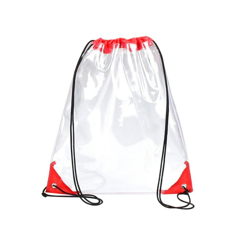 Transparent Clear Crystal PVC Drawstring Waterproof Stadium Bag Backpack  O9O8