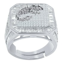 14K White Gold Finish Scorpio Zodiac Sign Astrology Horoscope Band Baguette & Round Cut Simulated Diamond Mens Ring