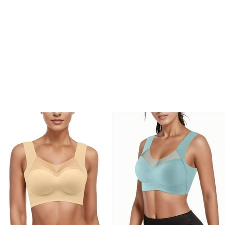 Wijhcboe 2 Pack Women s Lightweight Sports Bras for Women Comfortable And Sexy Sports Compression Sports Bras for Women Gathering Thin Bra And Tank Top Style Underwear Without Steel Bras for Women W