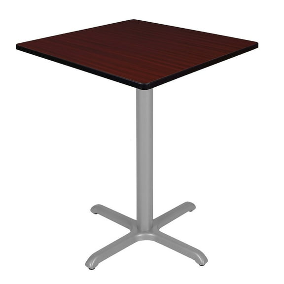 Regency Via Cafe High 36in. Square X-Base Table- Mahogany/Grey