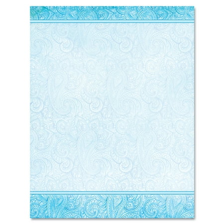Geographics Design Suite Paper, 24 lb, Aqua Paisley, 8 1/2 x 11, 100/Pack