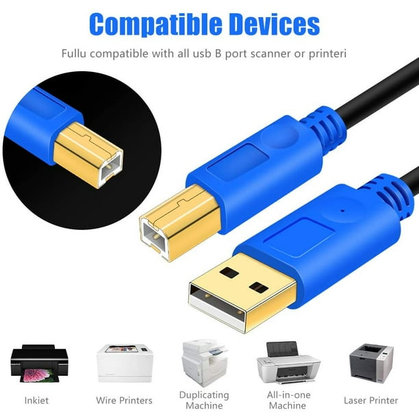 Câble d'extension USB 2.0 Type-B mâle vers femelle pour imprimante /  scanner pour HP