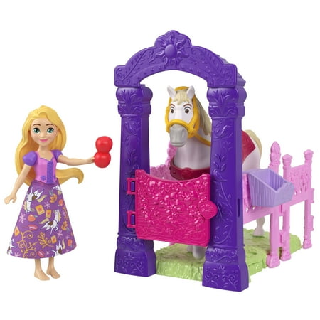 Disney Princess Rapunzel & Maximus Small Doll & Horse Set with Stable Playset & Accessories