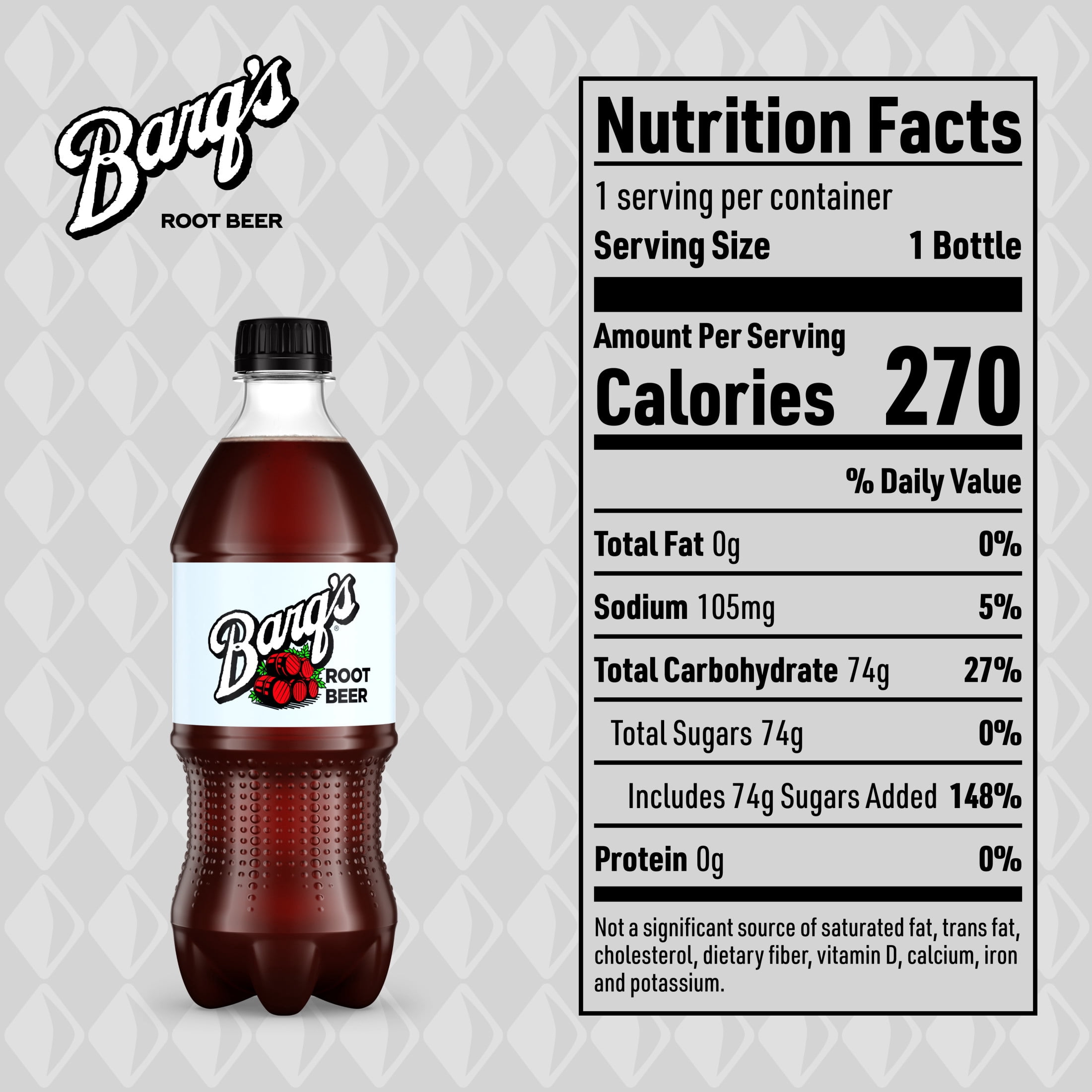 Barq's Root Beer Soda Pop Bottle, 20 fl oz
