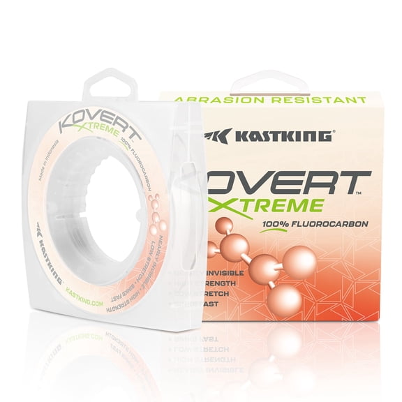 KastKing 100% Fluorocarbon Fishing line, Fishing Leader, Fast Sinking, Shock Resistant,50YD Spools Available- Kovert Xtreme