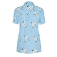 thumbnail image 4 of Button down Tops for Women Floral Printed Dress Shirts Short Sleeve Flowy Collared Plus Size Chiffon Blouses (S, Light blue), 4 of 7