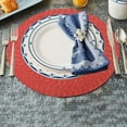 thumbnail image 4 of SugarBloom Round Woven Placemat Set of 4, 15-inch Non-Slip Tableware Mat, PP Woven Insulation Dining Table Pad, Kitchen Decor,Red, 4 of 5