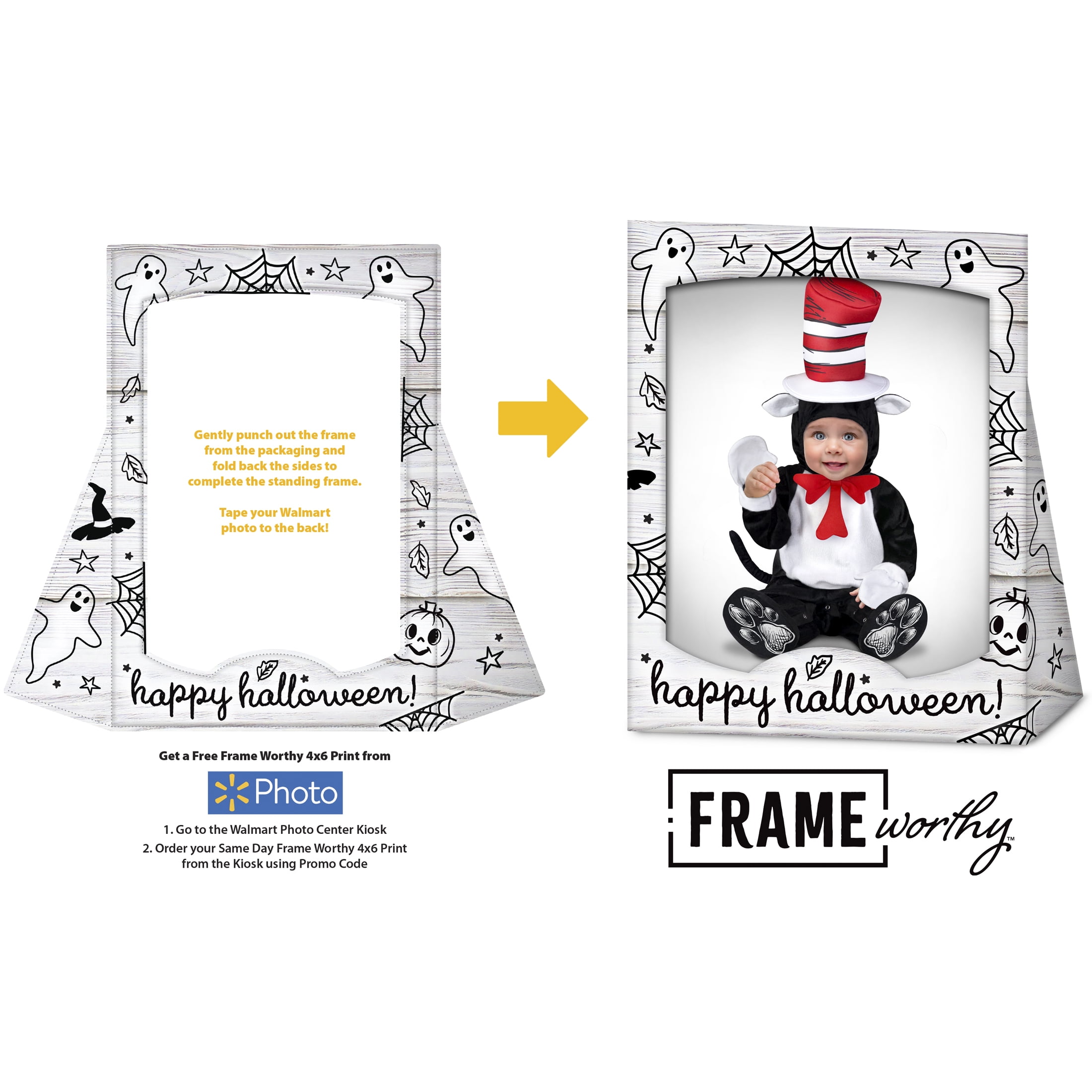 Dr.Suess Cat in the Hat 4pc Halloween Costume for Infants, Size 0-6M, by Inspirit, Free Frame Worthy 4x6 Print
