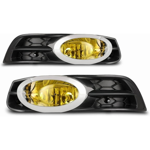 1 Pair Fog Lights Lamps Assembly Compatible with 2012 2013 Honda Civic 2 Door Coupe Driver Passenger Replacement,Yellow Lens