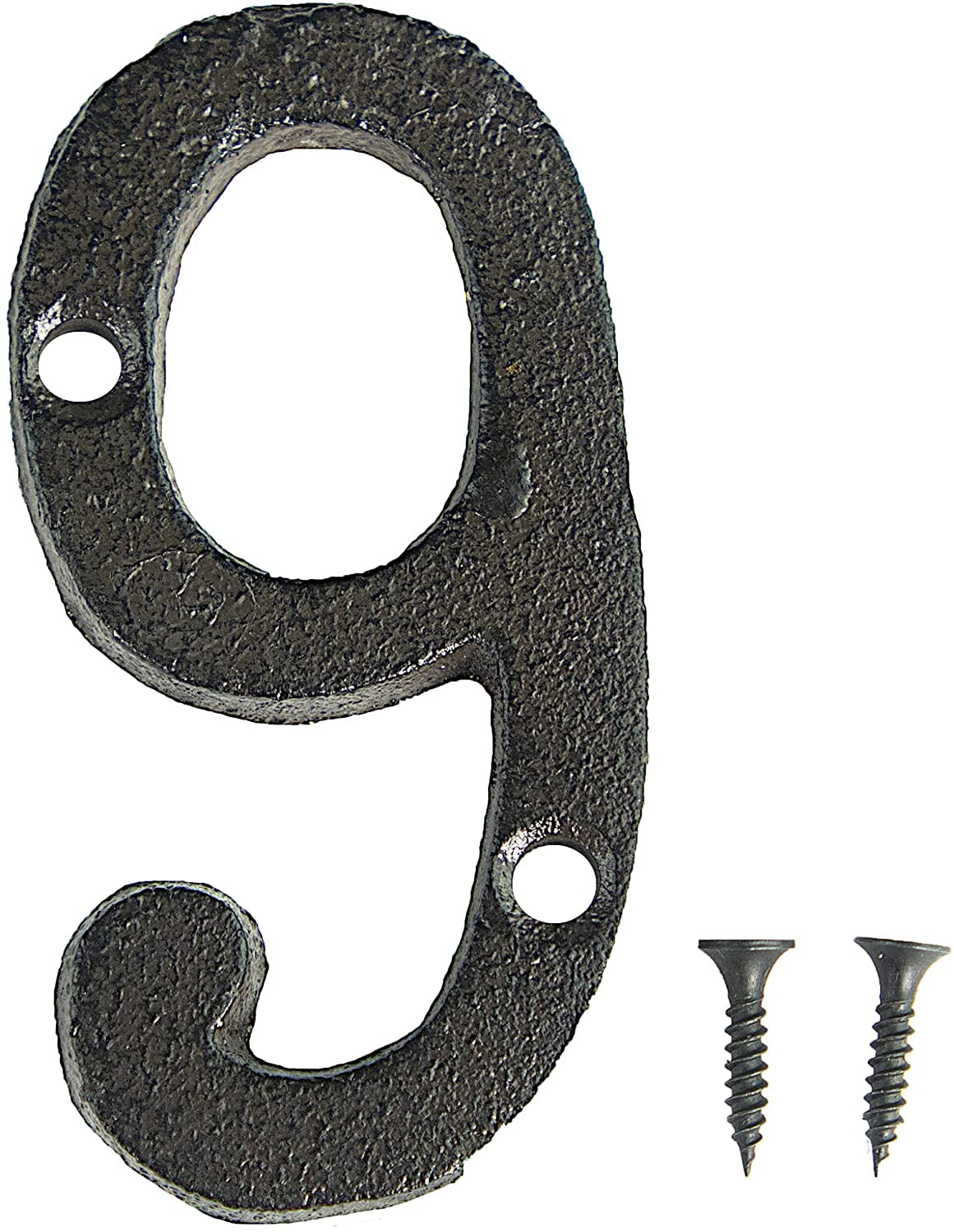 Rustic Cast Iron Address House Number Lettering 3 x 1.5 Inch (Number 9) Mounting Hardware Included 1pc