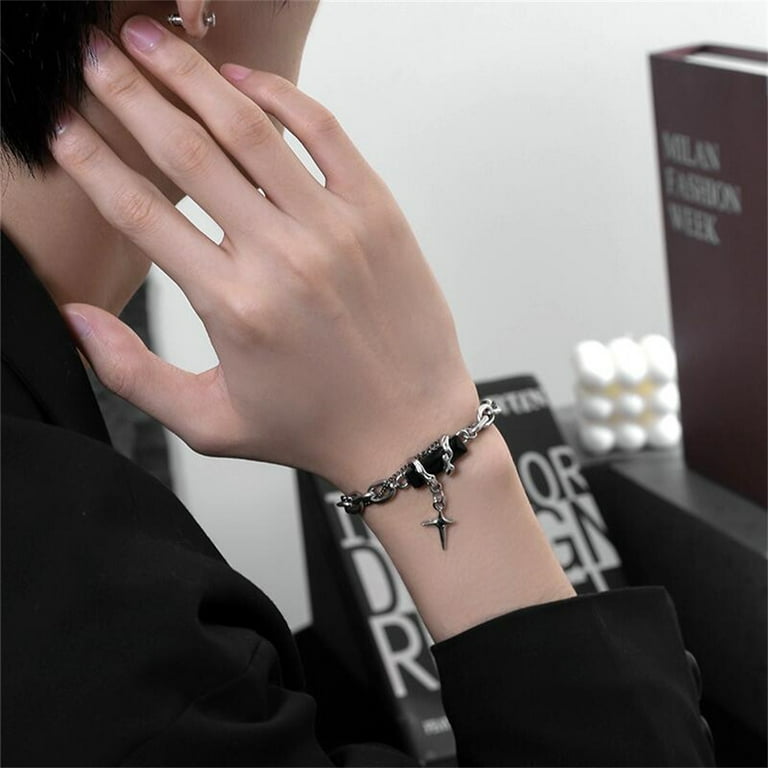 2024 Retro Black Zircon Star Bracelet For Women Men Trend