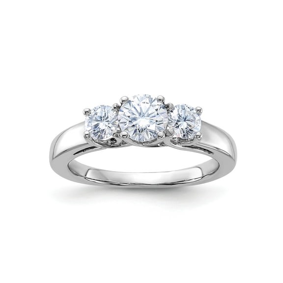 FJC Finejewelers 14 kt White Gold 1ct. 3 Stone D E F Pure Light Moissanite Engagement Ring