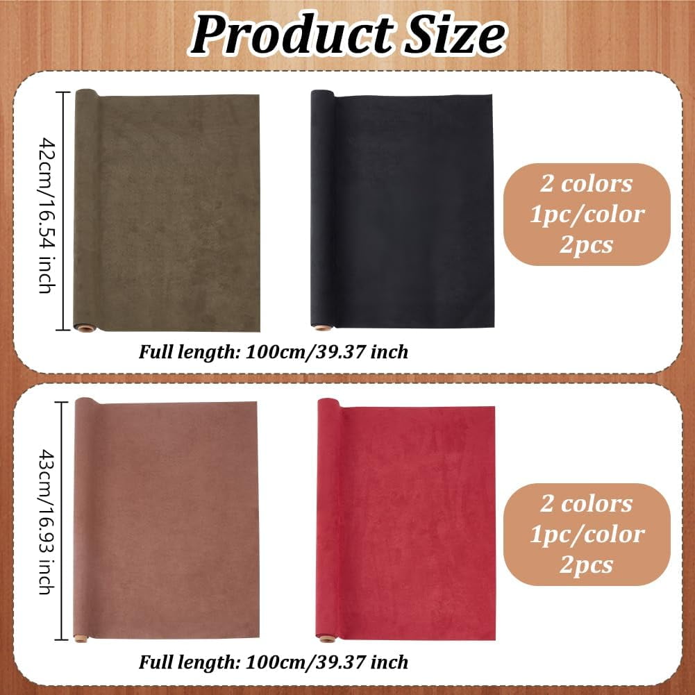 1 Set 4Pcs 4 Style DIY Imitation Leather Cloth with Paper Back for Book Binding Velvet Box Making Mixed Color 420~430x1000x0.1mm 1pc/color