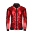 thumbnail image 5 of Lars Amadeus Men's Metallic Jacket Zip Up Disco Party Shiny Varsity Bomber Jacket, 5 of 6