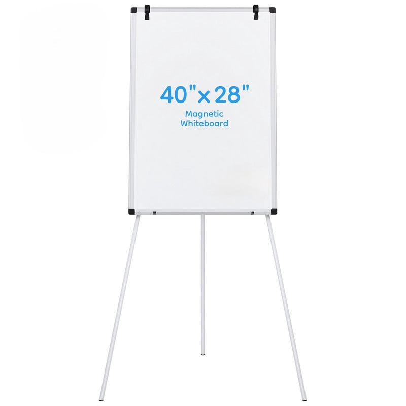 Kelno 40"x28" Magnetic White Board Dry Erase Height Adjustable Portable Tripod Easel Stand, White