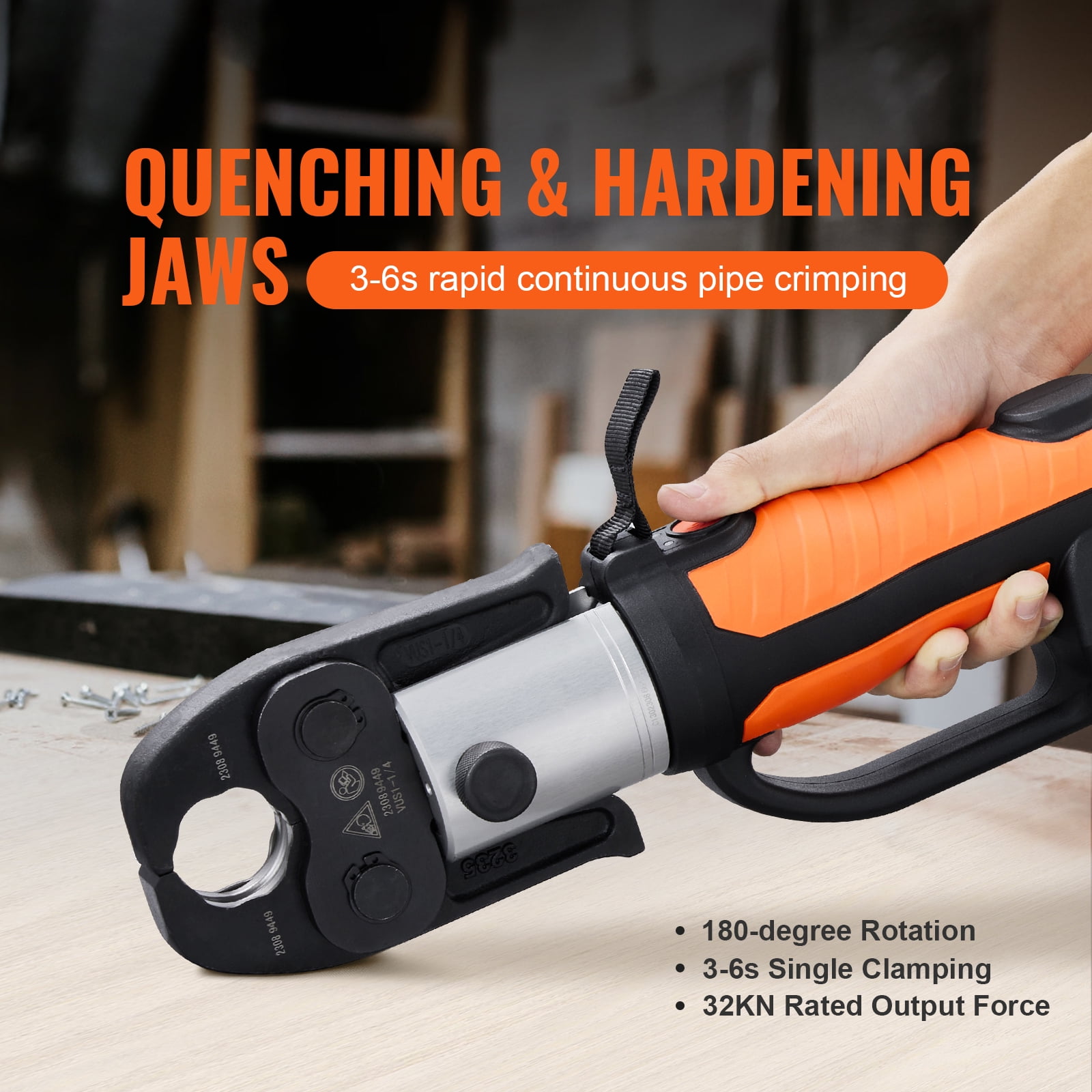 KFFKFF Pro Press Tool for Copper Pipe, 18V Electric Pipe Crimping Tool for 1/2" to 2" Stainless Steel, Compact Plumbing Pipe Press Tool with 6 Pro Press Jaw Brushless Motor & 2pcs 4AH Battery