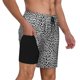 thumbnail image 2 of Balery Black Leopard Bañador para hombre, shorts de playa de secado rápido con entrepierna y forro de compresión-Large, 2 of 6