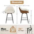 thumbnail image 3 of Studyset Swivel Bar Stools Set of 2, 26" Modern Counter Height Bar Stools for Kitchen Island, Upholstered Sherpa Fabric Barstools Island Chairs with Backs and Metal Legs, 3 of 6