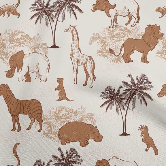 oneOone Rayon Brown Fabric Tropical Animal Fabric For Sewing Printed Craft Fabric By The Yard 56 Inch Wide
