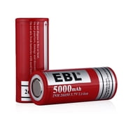 EBL 6-Pack 5000Ah 26650 Li-ion Rechargeable Battery 3.7V 5000mAh HIGH Capacity INR with Storage Case for Flashlight