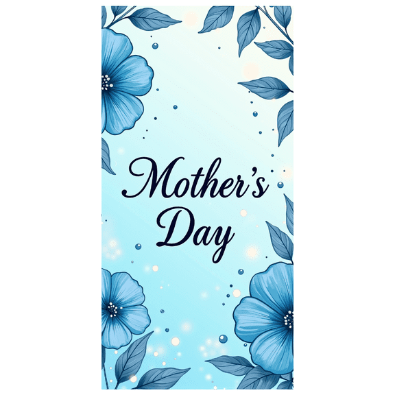 Blue Floral Themed Mother's Day Banner Background Party Decors Photography Props Family Gathering Home Decoration Celebration Supplies